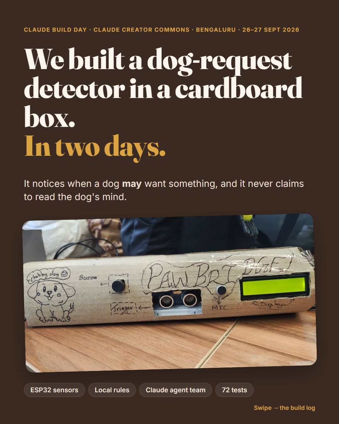 Cover: we built a dog-request detector in a cardboard box, in two days