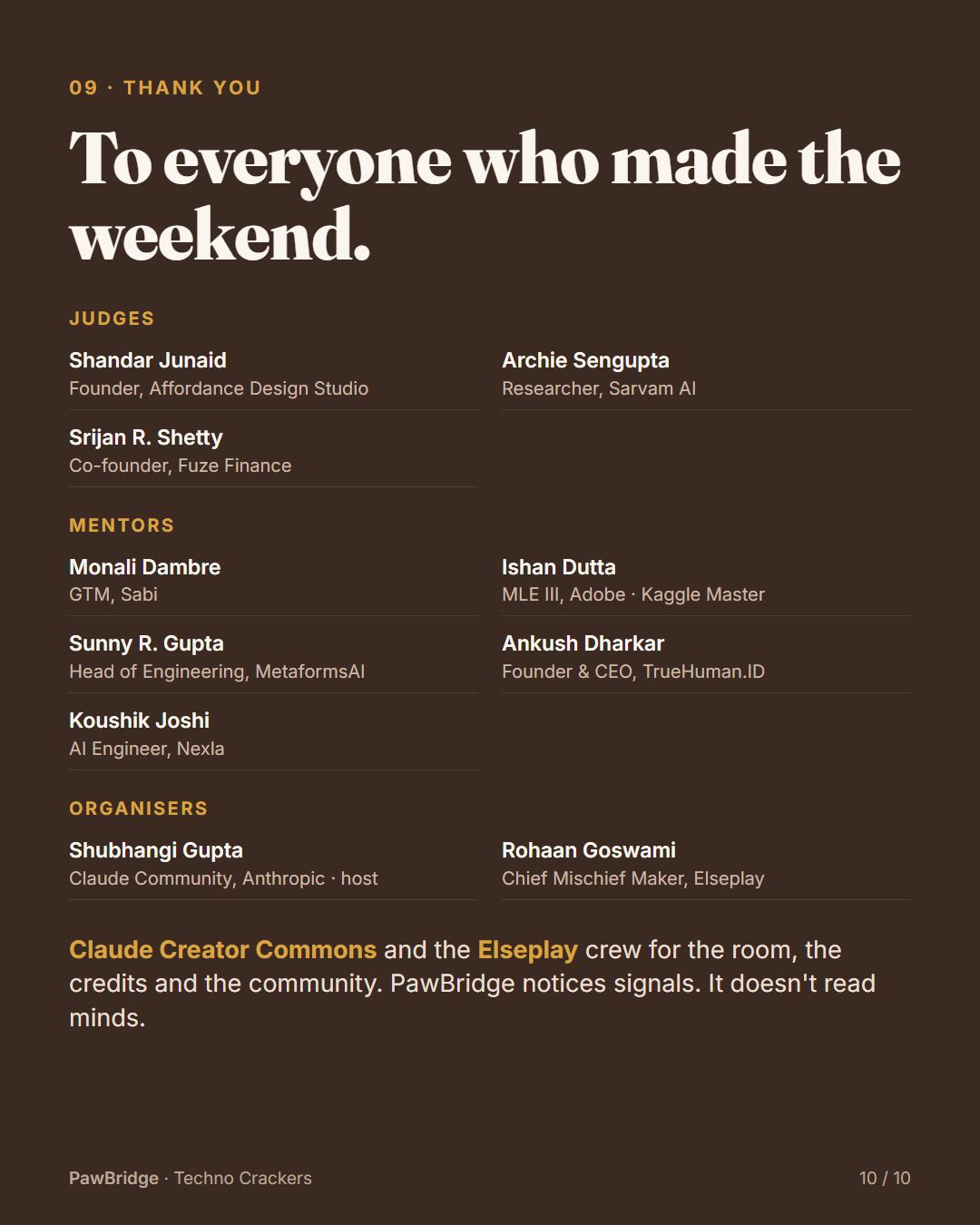 Thank you to judges, mentors and organisers